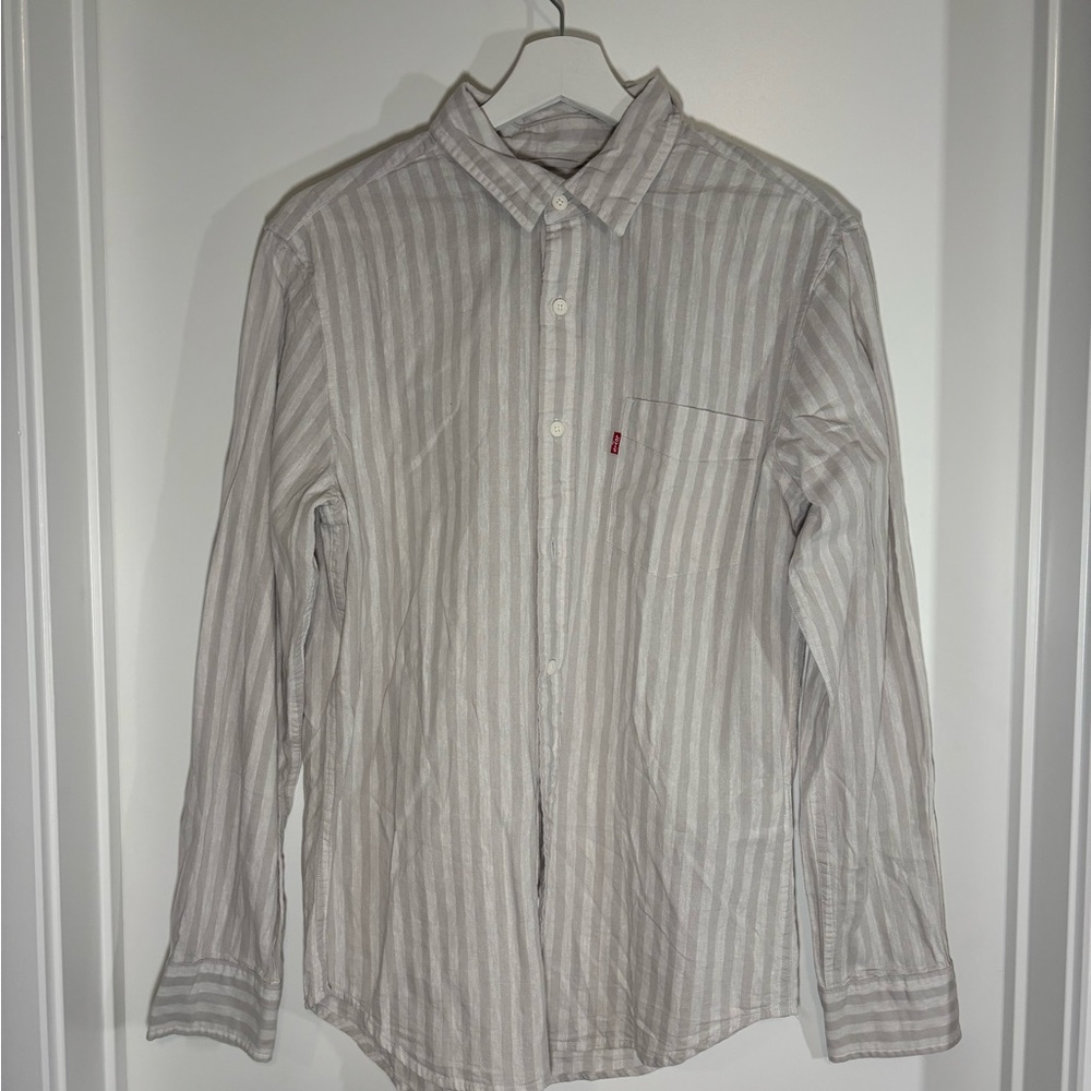 Levi's Light Gray Striped Casual Shirt